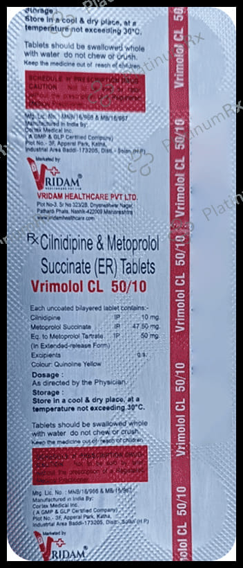 Vrimolol CL 50/10 Tablet ER