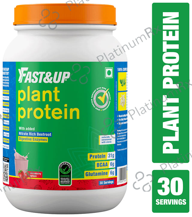 Fast&Up Plant Protein with Added Nitrate Rich Digestive EnzymeBeetroot Powder Strawberry Splash 1320 gm