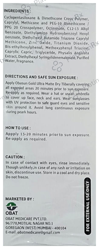 Obat Obasun Gold Sunscreen SPF 50 PA+++ Lotion 50gm