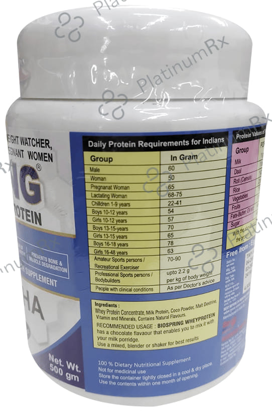 Biospring Whey Protein Powder Chocolate Sugar Free
