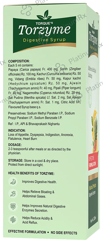 Torzyme Digestive Syrup Relieves Acidity & Bloating (200ml Each)