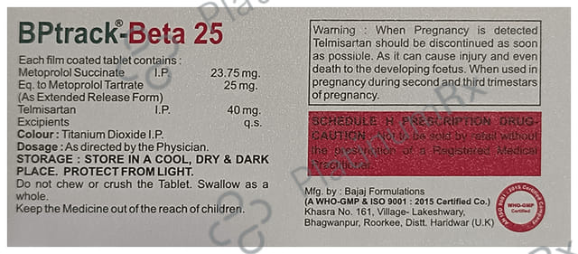 Bptrack Beta 25/40mg Tablet ER 10s