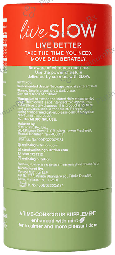 Wellbeing Nutrition Slow Burn with L-Carnitine, Caffeine & Chromium for Weight Management - Capsule