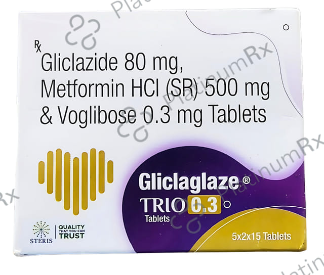 Gliclaglaze Trio 0.3/500/80mg Tablet SR 15s