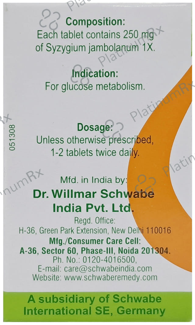Dr Willmar Schwabe India Syzygium Jambolanum Trituration Tablet 1X