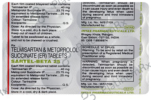 Sartel Beta 25/40mg Tablet ER 15s