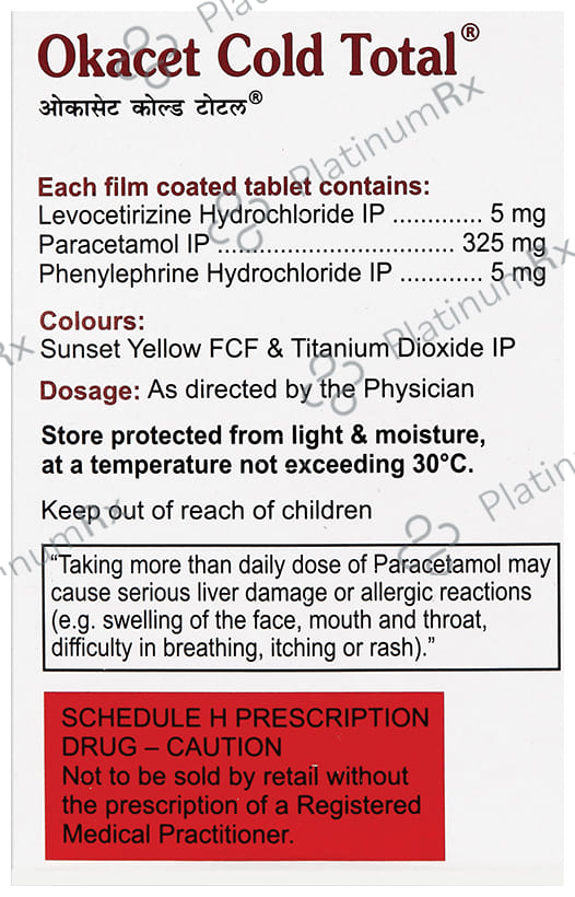 Okacet Cold Total 5/5/325mg Tablet 10s