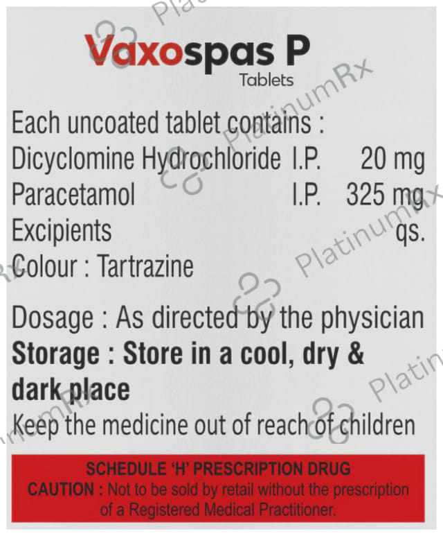 Vaxospas P 20/325mg Tablet 10s