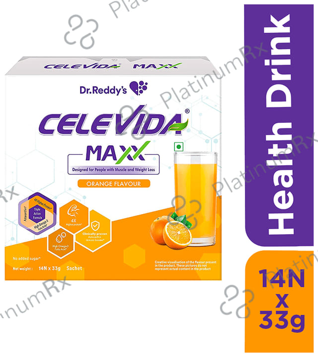 Dr Reddy's Celevida Maxx Sachet for Muscles & Weight Loss - Flavour Orange