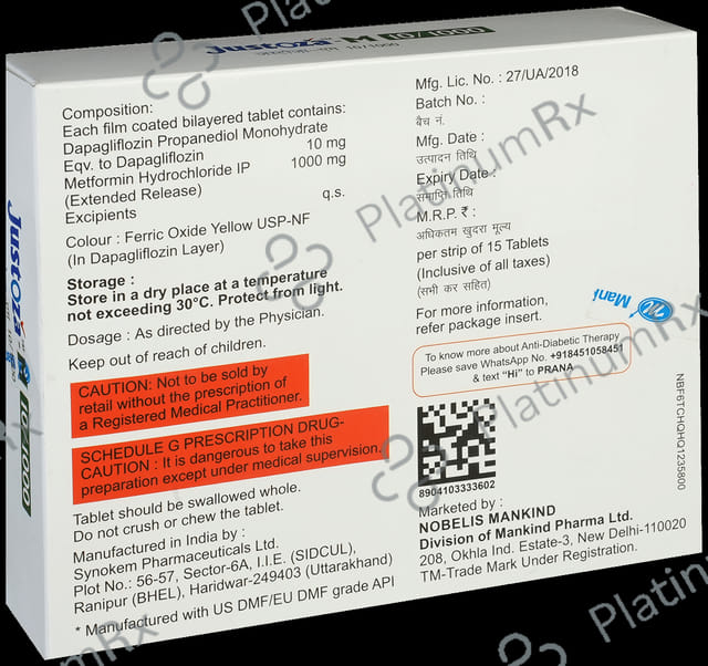 Justoza M 10/1000mg Tablet ER 15s
