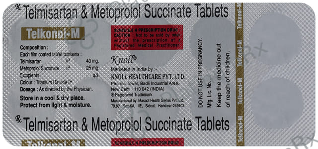 Telkonol M 40/25mg Tablet 10s