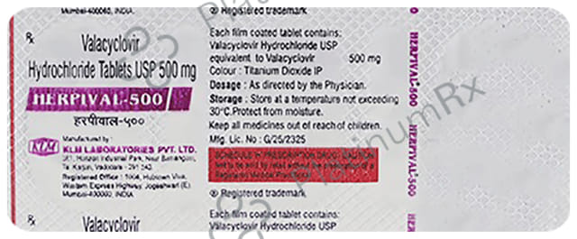 Herpival 500mg Tablet 3s