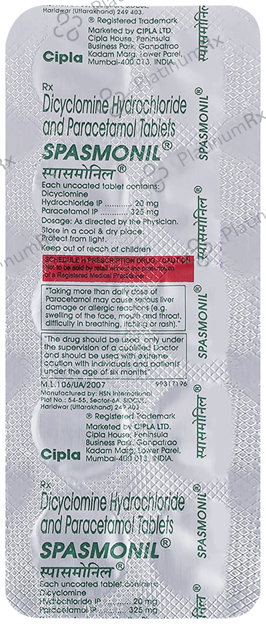 Spasmonil 20/325mg Tablet 10s