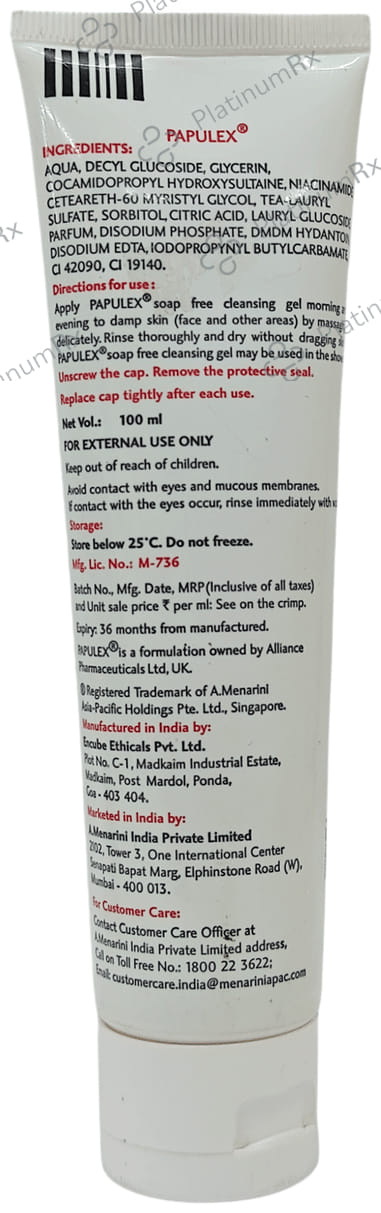 Papulex Soap Free Cleansing Gel 100ml
