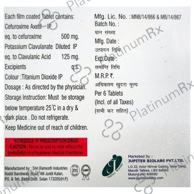 Jupicef 500mg/125mg Tablet