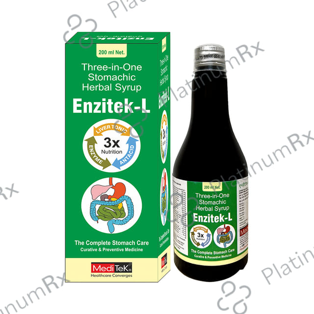 Meditek Enzitek-L Syrup for Indigestion, Acidity & Gas (200ml Each) 1 Bottle