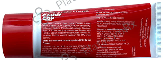 Candy Cop Foaming Fluoridated Bubblegum Flavour Toothpaste 70gm