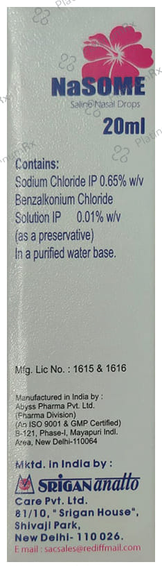 Nasome Saline Nasal Drops 20ml