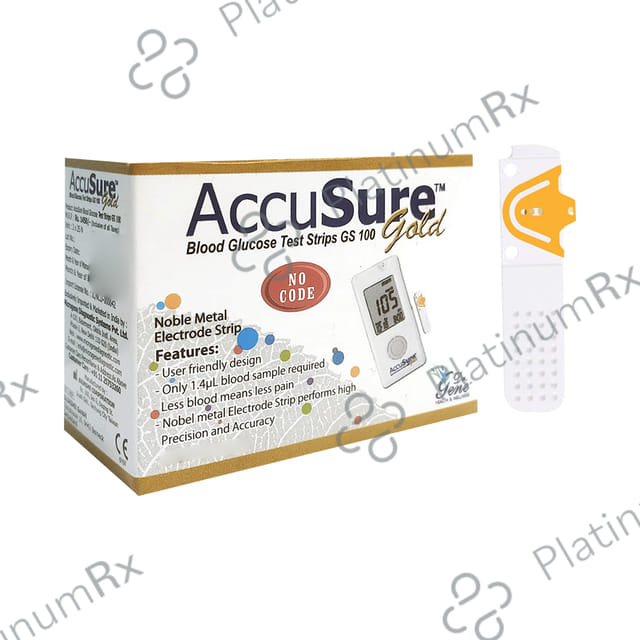 AccuSure Gold Blood Glucose Test Strip (Only Strip)