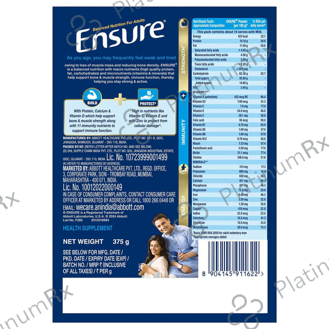 Ensure Vanilla Flavour Refill Powder 375gm