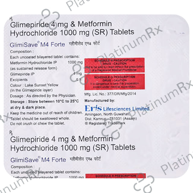 Glimisave M4 Forte 4/1000mg Tablet PR 15s