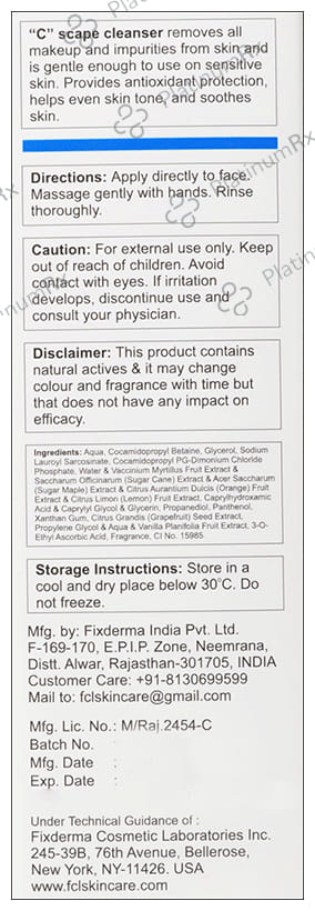 Fixderma Cosmetic Laboratories C Scape Cleanser 75gm