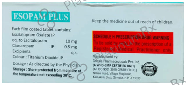 Esopam Plus 0.5mg/10mg Tablet