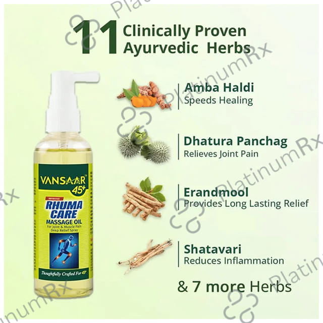 Vansaar Rhuma Care Massage Oil for Long Lasting Pain Relief-100% Ayurvedic-