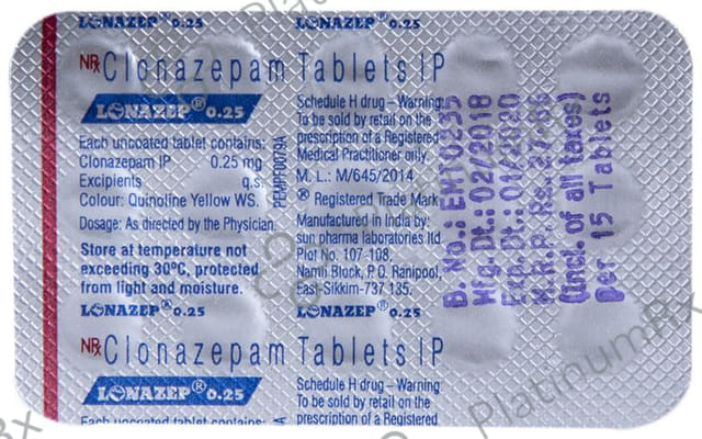 Lonazep 0.25mg Tablet 15s