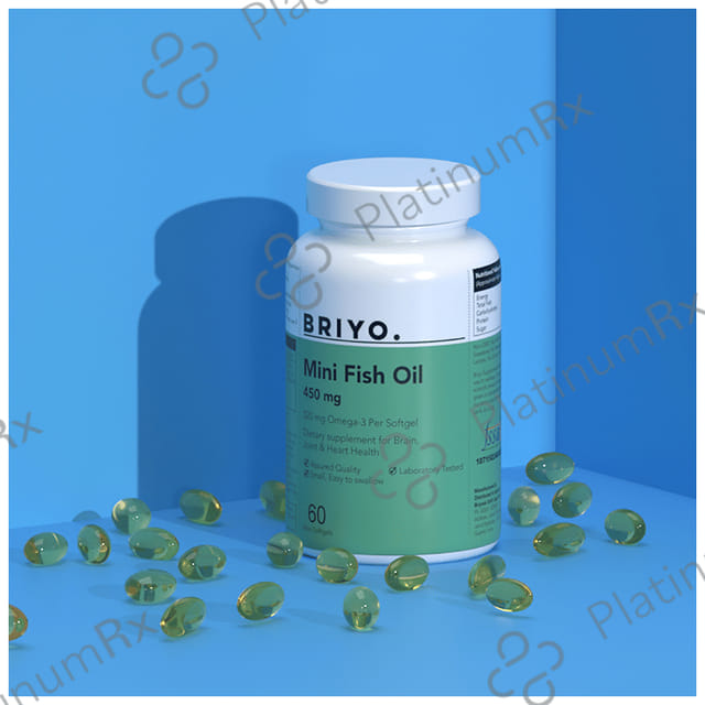 Briyo Mini Fish Oil 450mg, 320mg Omega 3 Mini Capsule for Brain, Joint and Heart Health
