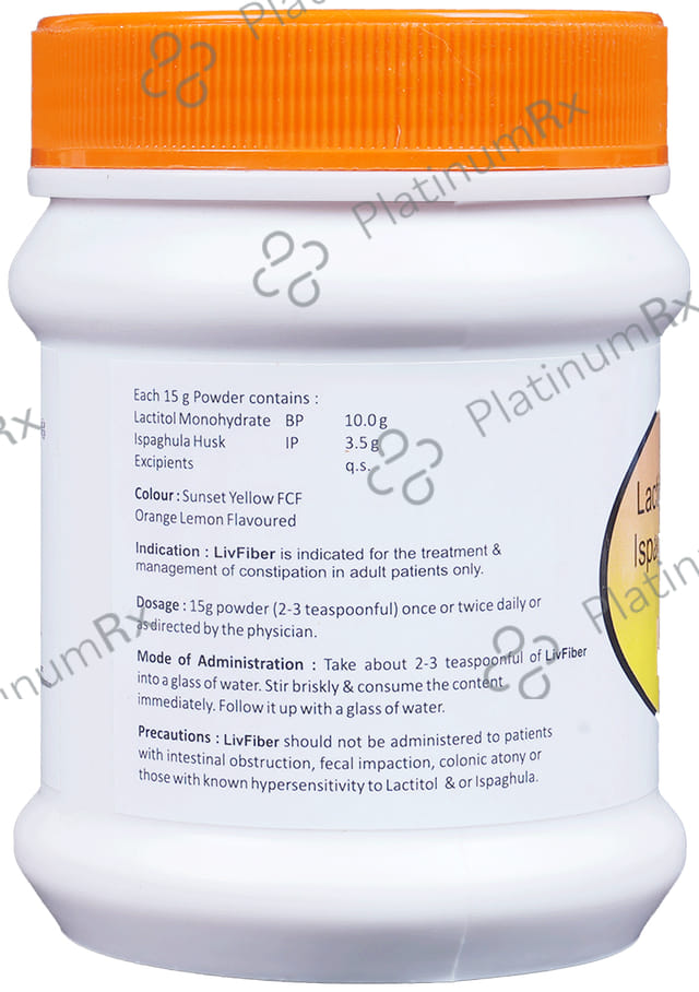 LivFiber Powder Orange Lemon Sugar Free 180gm