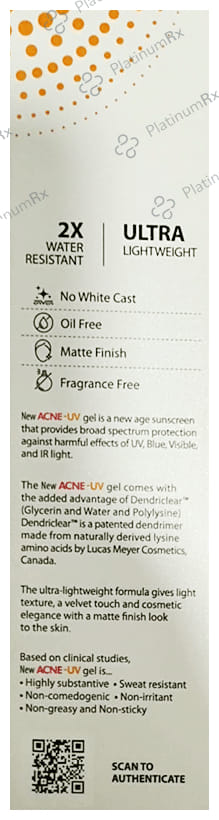 New Acne UV Advanced Light Protection Sunscreen Silicone Gel SPF 30+ PA+++ 60gm