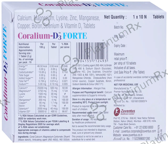 Coralium D3 Forte Tablet 10s