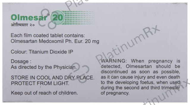 Olmesar 20mg Tablet 15s