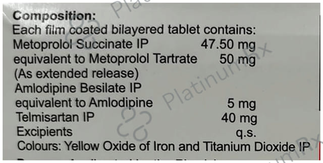 Met XL AMT 50/5/40mg Tablet ER 15s