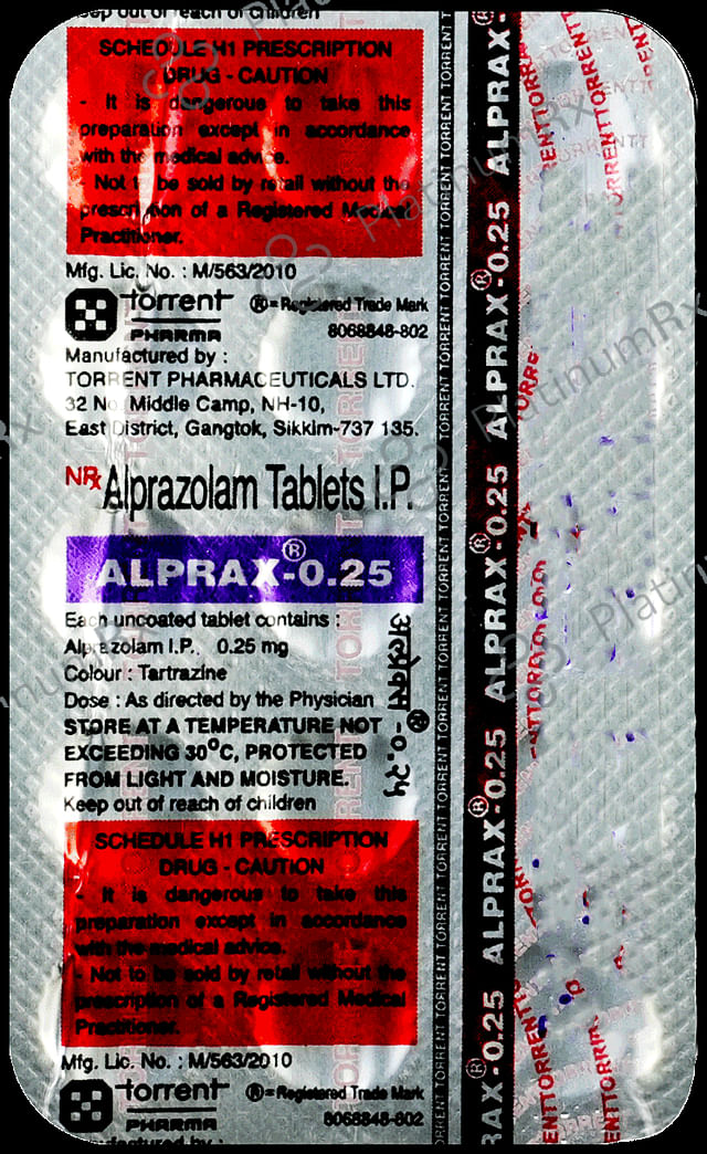 Alprax 0.25mg Tablet 15s
