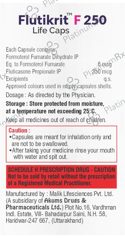 Flutikrit F 250/6mcg Capsule 30s