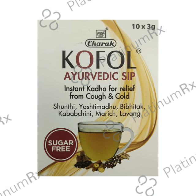 Kofol Ayurvedic Sip Instant Kadha Sachet For Cold,Cough & Sore Throat (3gm Each) Sugar Free