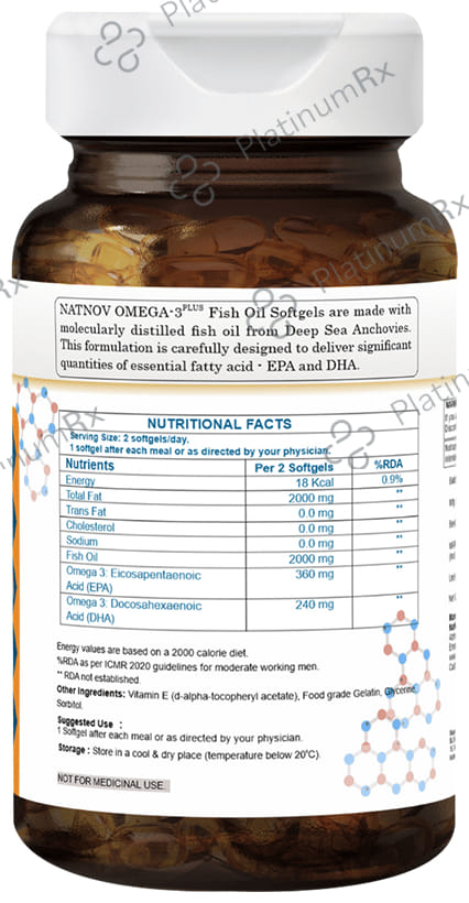 Natnov Nutrition Omega 3 Plus Fish Oil Softgel Capsules 60s