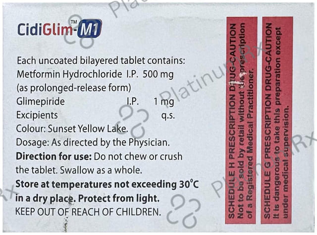 Cidiglim M 1mg/500mg Tablet PR 10s