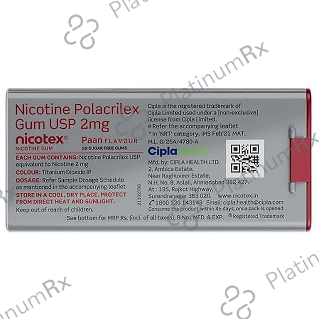 Nicotex 4mg Gum Tin Paan Flavour 29s