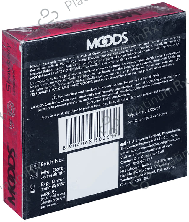 MOODS Strawberry Dotted Condom 3s