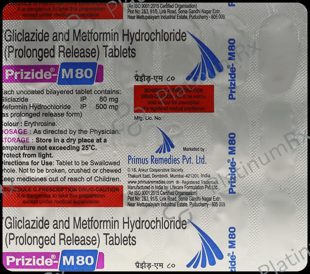 Prizide M 80/500mg Tablet PR 15s
