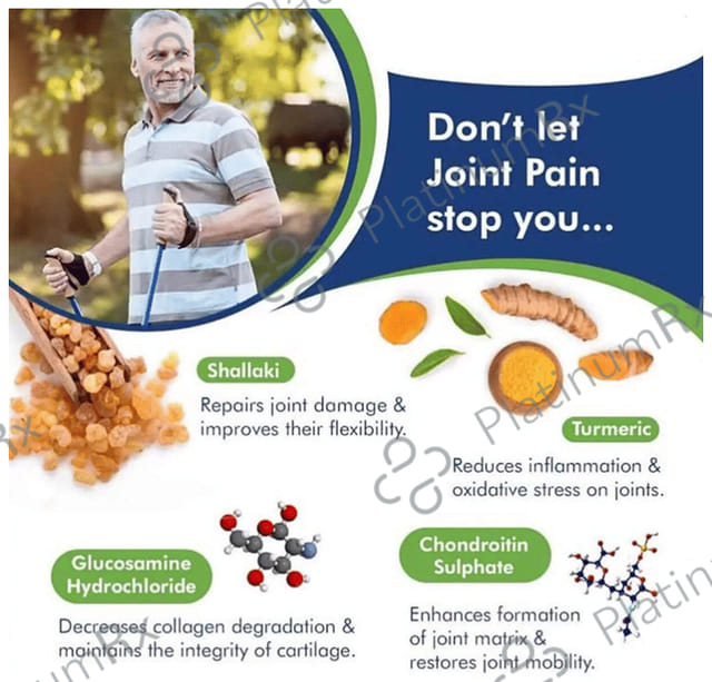 Go 365 Nutra with Glucosamine, Turmeric, Calcium & Vitamin D3 - For Joint Health - Tablet