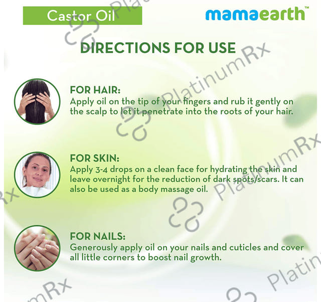 Mamaearth Cold-Pressed Castor Oil for Skin, Hair & Nails - Mineral Oil & Silicone-Free