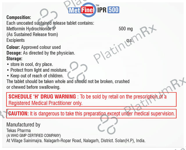 Metfine IPR 500 Tablet SR