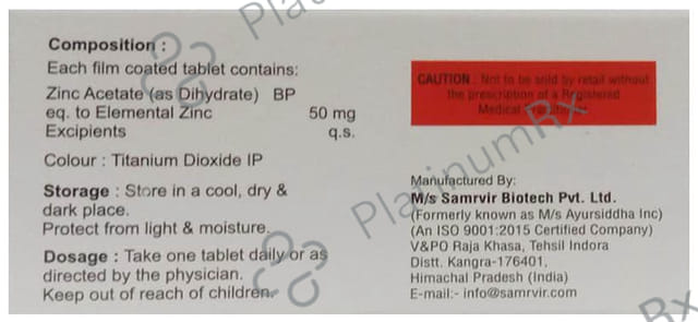 Zincovec 50mg Tablet 10s