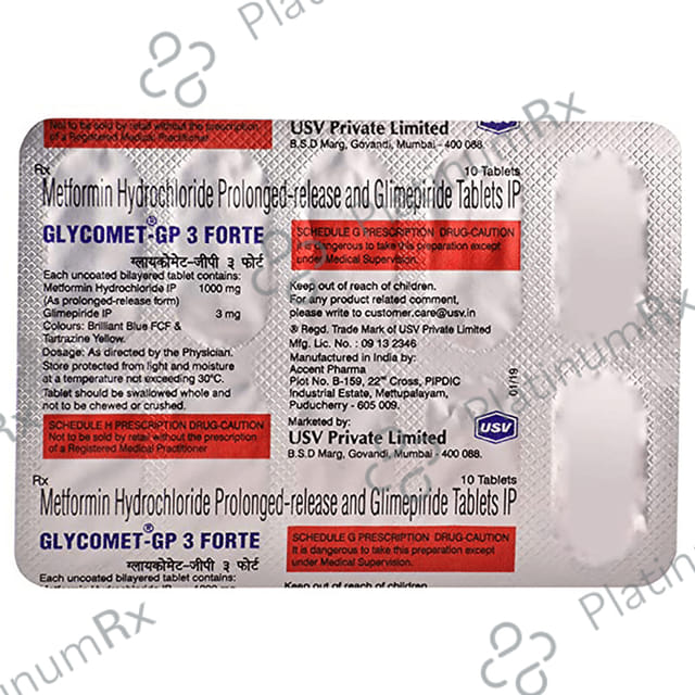 Glycomet GP 3/1000mg Forte Tablet PR 10s