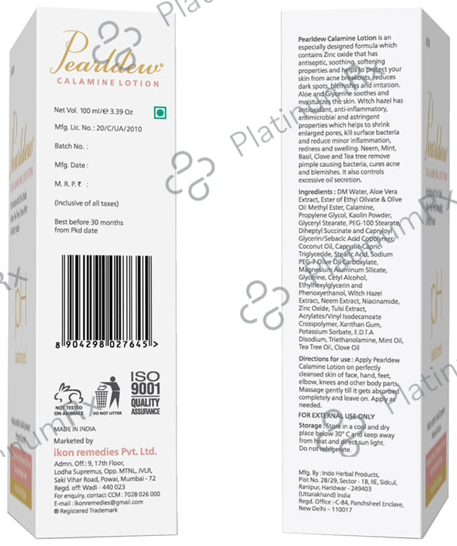 Pearldew Calamine Lotion (100ml Each) 1 Tube