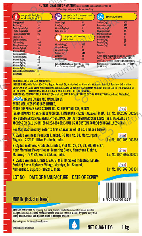 Complan 100% Milk Protein for Concentration, Memory & Growth - Flavour Creamy Classic Refill